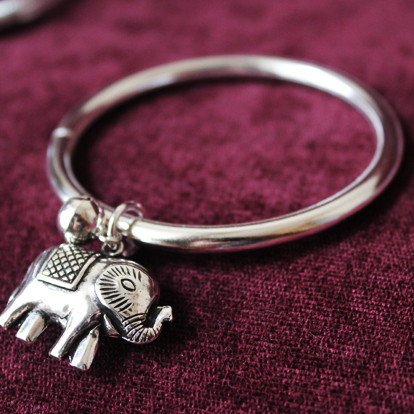 Thailand 925 Silver Elephant Bracelet With Bell